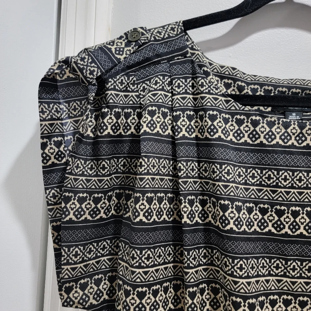 Allen B Pattern Shirt Dress with Smocked Waist - Picture 6 of 15